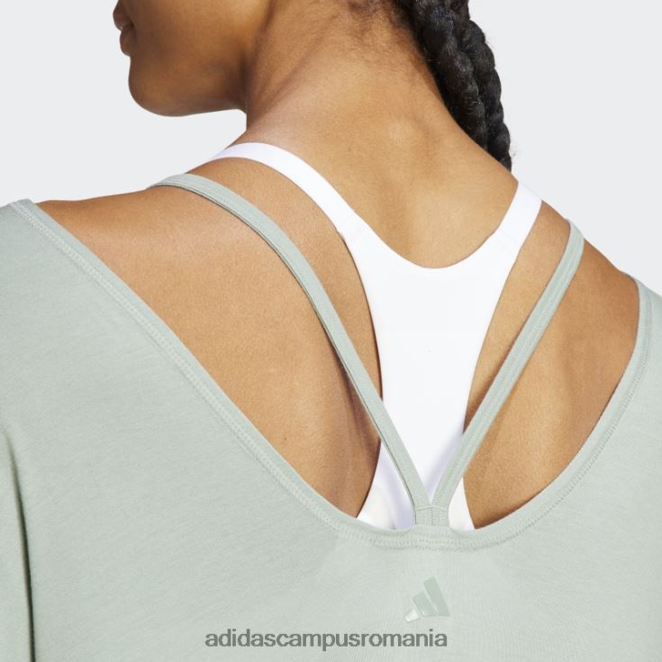 adidas campus romania tricou supradimensionat de yoga studio verde argintiu femei verde argintiu J266N222882