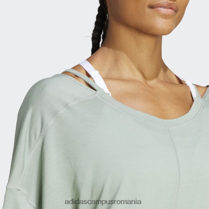adidas campus romania tricou supradimensionat de yoga studio verde argintiu femei verde argintiu J266N222882