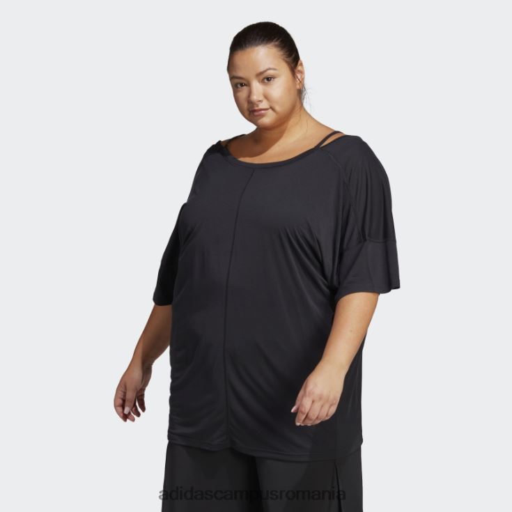 adidas campus romania tricou supradimensionat negru de yoga studio (mărime plus) femei negru J266N222703