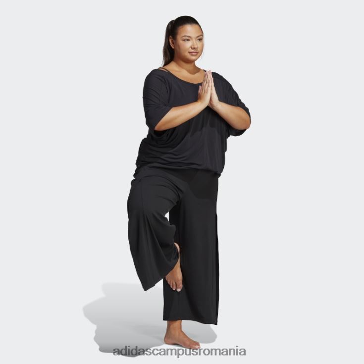 adidas campus romania tricou supradimensionat negru de yoga studio (mărime plus) femei negru J266N222703