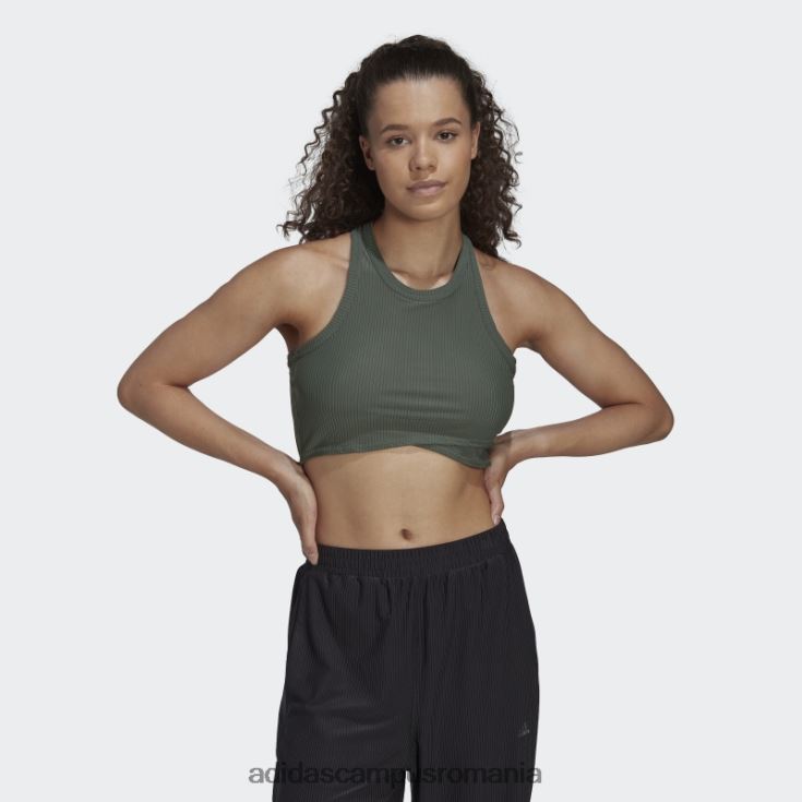 adidas campus romania Yoga studio înfășurat coasta tank top verde oxid femei oxid verde J266N222801