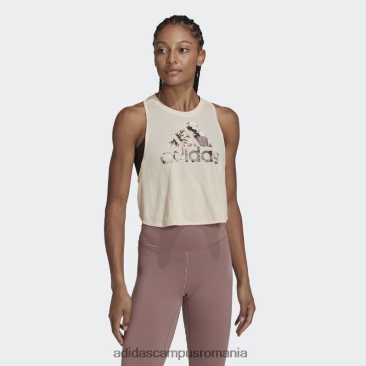 adidas campus romania aeroready, făcut pentru antrenament, maiou floral cu tentă ecru femei nuanță ecru J266N222484