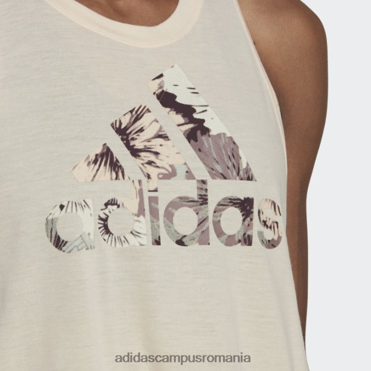 adidas campus romania aeroready, făcut pentru antrenament, maiou floral cu tentă ecru femei nuanță ecru J266N222484
