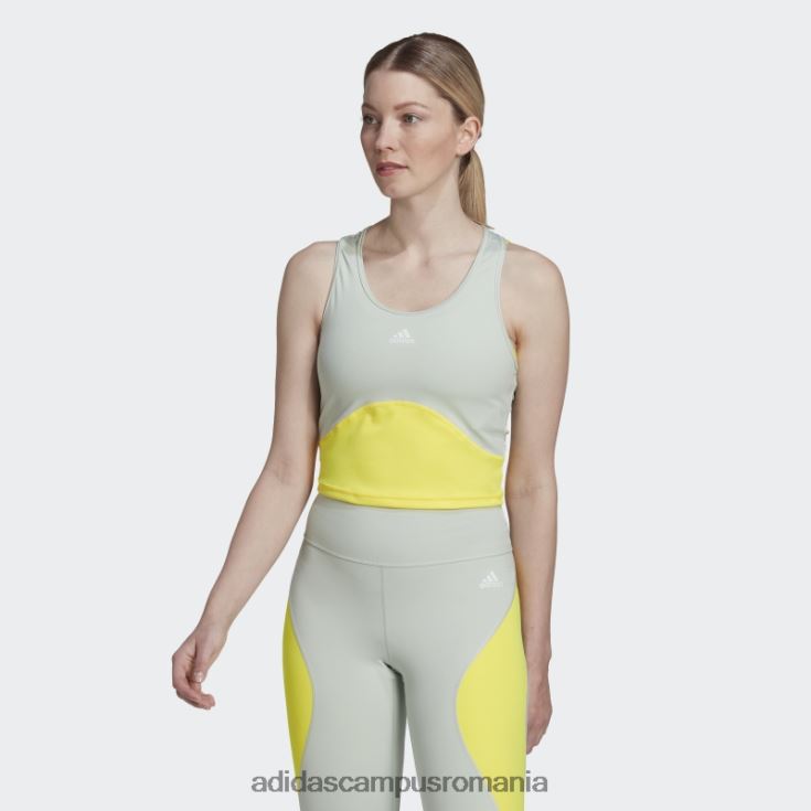 adidas campus romania aeroready train hiit crop tank top verde adidas femei verde galben J266N222608