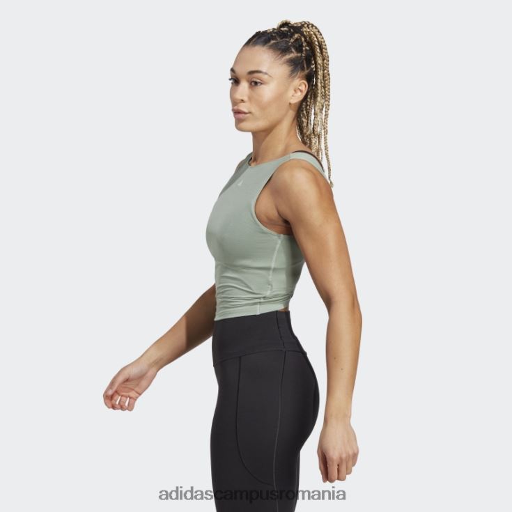 adidas campus romania bluză crop de studio de yoga verde argintiu femei verde argintiu J266N222787