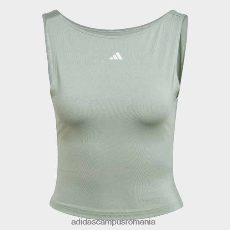adidas campus romania bluză crop de studio de yoga verde argintiu femei verde argintiu J266N222787