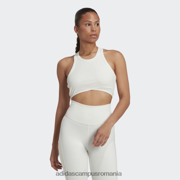 adidas campus romania maiou alb învelit cu coaste de yoga studio femei alb J266N222676
