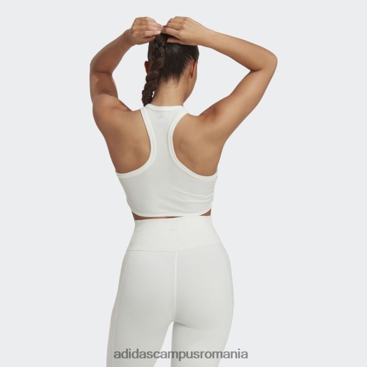 adidas campus romania maiou alb învelit cu coaste de yoga studio femei alb J266N222676