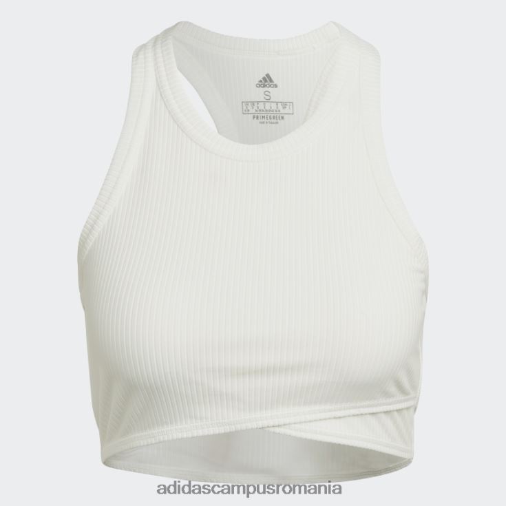 adidas campus romania maiou alb învelit cu coaste de yoga studio femei alb J266N222676