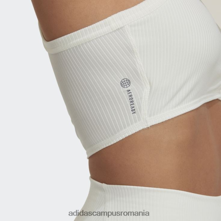 adidas campus romania maiou alb învelit cu coaste de yoga studio femei alb J266N222676