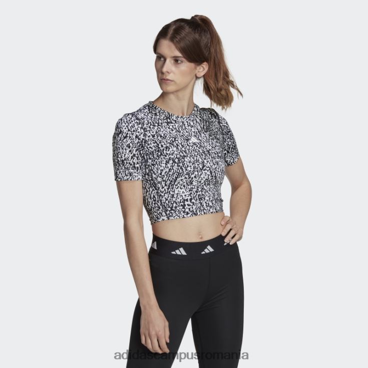 adidas campus romania top crop de antrenament cu imprimeu techfit alb femei alb negru J266N222612