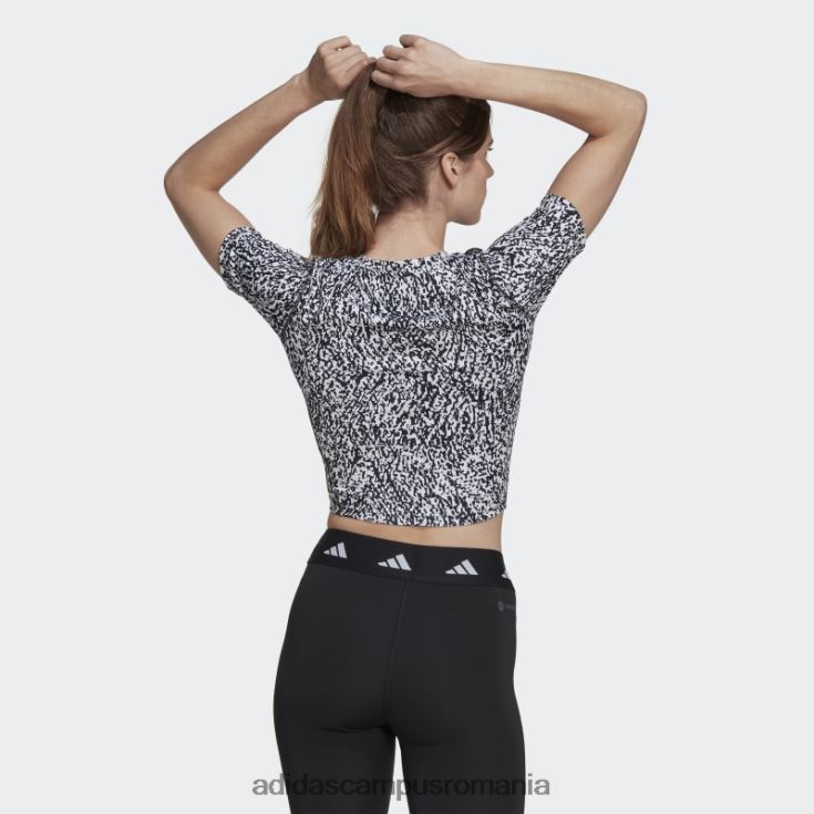 adidas campus romania top crop de antrenament cu imprimeu techfit alb femei alb negru J266N222612