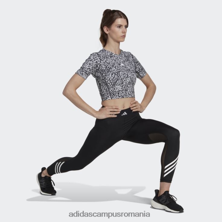 adidas campus romania top crop de antrenament cu imprimeu techfit alb femei alb negru J266N222612