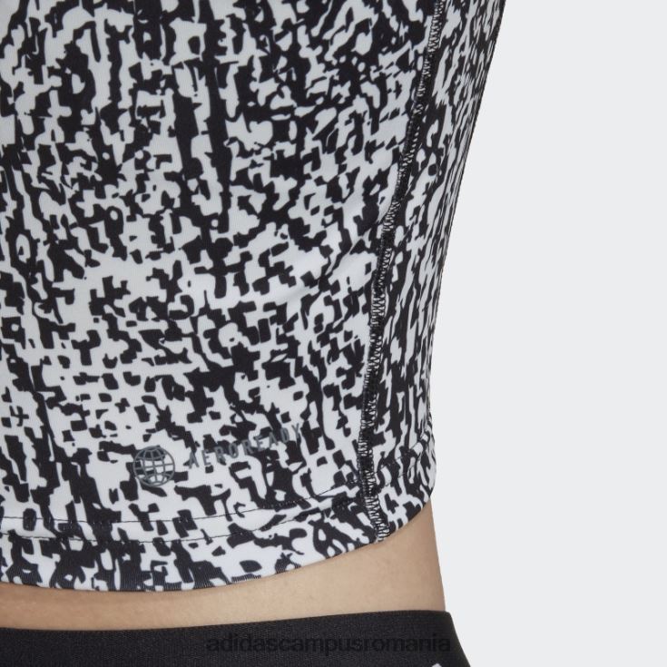 adidas campus romania top crop de antrenament cu imprimeu techfit alb femei alb negru J266N222612