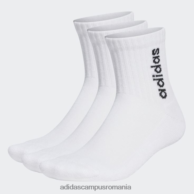 adidas campus romania șosete cu perne cu logo vertical liniar semi-crew 3 perechi alb unisex alb negru J266N215530