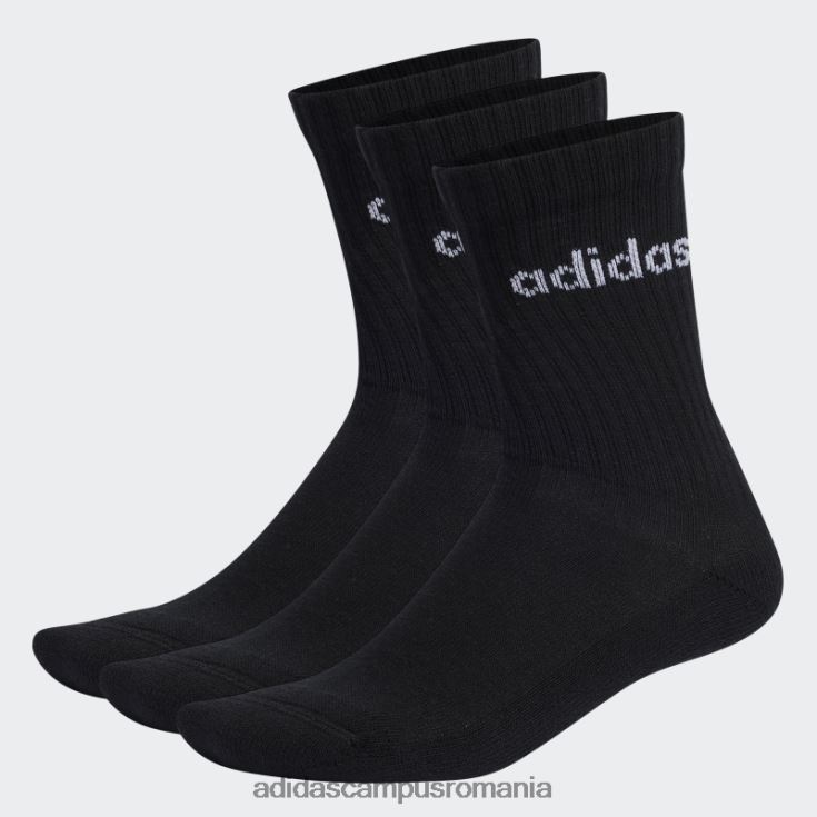 adidas campus romania șosete cu pernițe linear crew 3 perechi negre unisex alb negru J266N215368