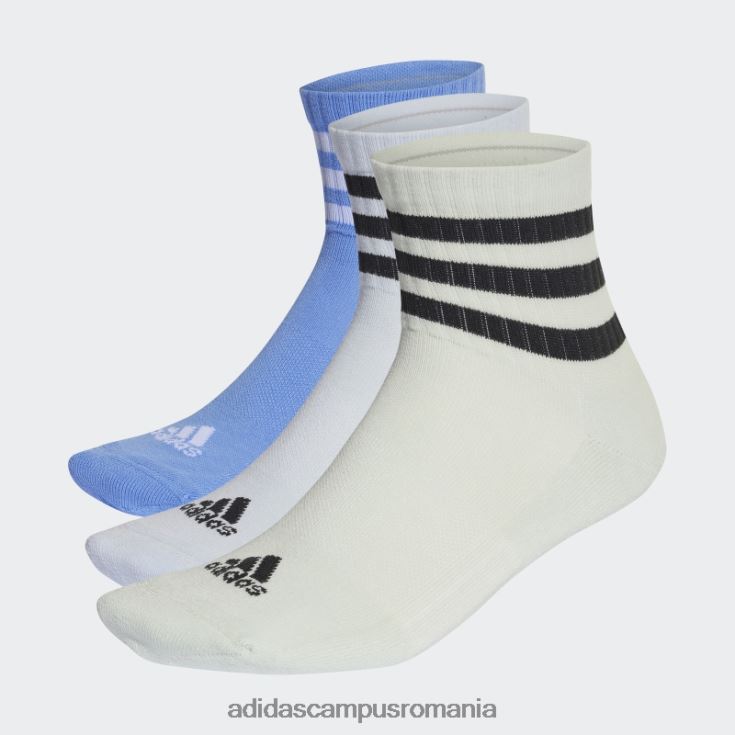 adidas campus romania șosete cu tăietură mijlocie, îmbrăcăminte sport cu perne cu 3 dungi albastre 3 perechi adidas unisex albastru verde J266N215435