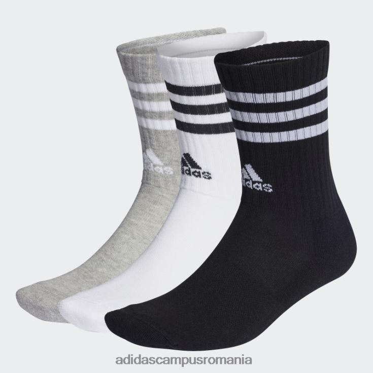 adidas campus romania șosete echipaj cu perne cu 3 dungi gri mediu 3 perechi adidas unisex gri mediu/alb/negru J266N215363
