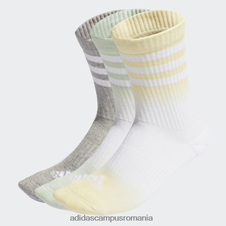 adidas campus romania șosete albe pentru echipaj cu 3 dungi, vopsite prin scufundare, 3 perechi unisex alb/gri mediu J266N28153