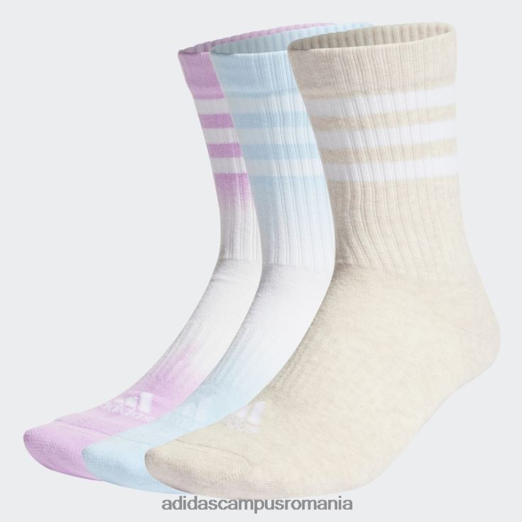 adidas campus romania șosete de echipaj cu 3 dungi vopsite prin scufundare 3 perechi alb unisex nuanță alb/ecru J266N216039