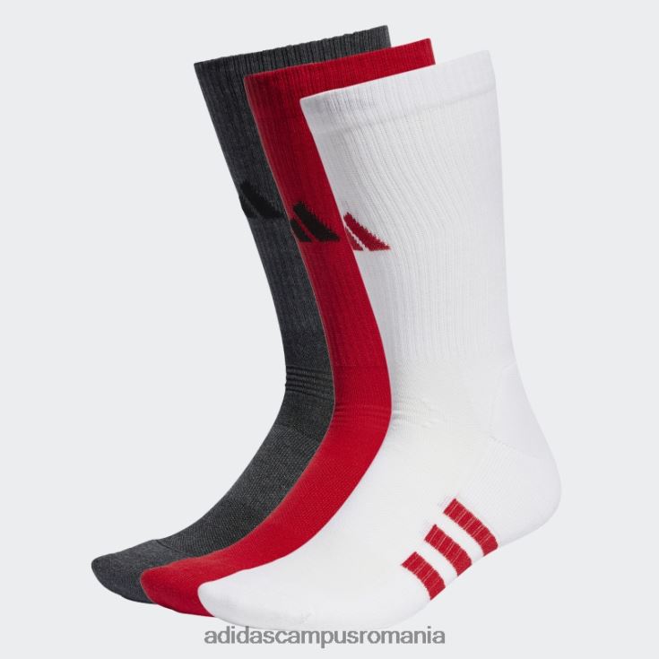 adidas campus romania șosete echipaj cu perne de performanță 3 perechi stacojiu unisex alb/stacojiu/gri închis J266N215539