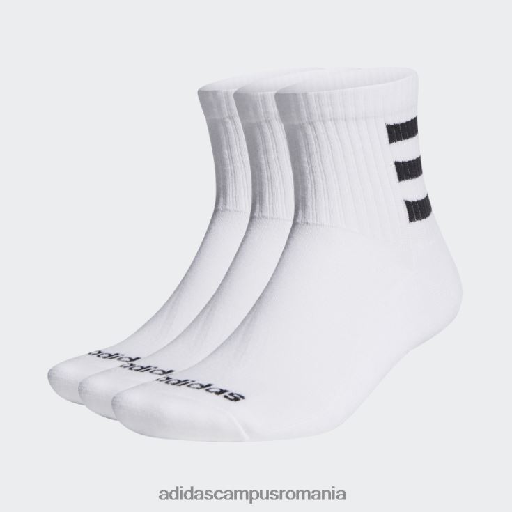 adidas campus romania șosete sferturi cu 3 dungi semipernute 3 perechi alb unisex alb J266N210975