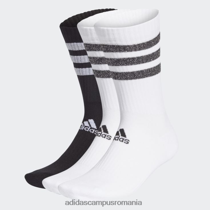 adidas campus romania șosete sport alb glam cu 3 dungi perniți pentru echipaj 3 perechi unisex alb negru J266N210961