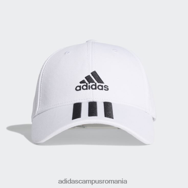 adidas campus romania șapcă din twill cu 3 dungi de baseball, albă, elegantă unisex alb negru J266N21741