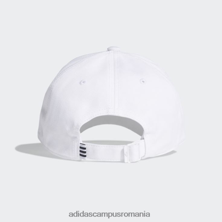 adidas campus romania șapcă din twill cu 3 dungi de baseball, albă, elegantă unisex alb negru J266N21741