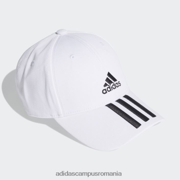 adidas campus romania șapcă din twill cu 3 dungi de baseball, albă, elegantă unisex alb negru J266N21741