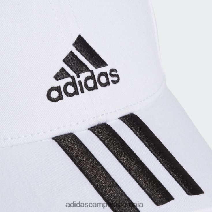 adidas campus romania șapcă din twill cu 3 dungi de baseball, albă, elegantă unisex alb negru J266N21741
