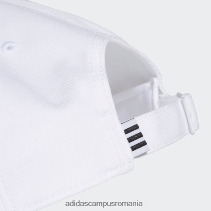adidas campus romania șapcă din twill cu 3 dungi de baseball, albă, elegantă unisex alb negru J266N21741