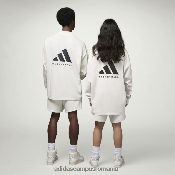 adidas campus romania top de baschet alb cu mânecă lungă la modă unisex alb J266N213299