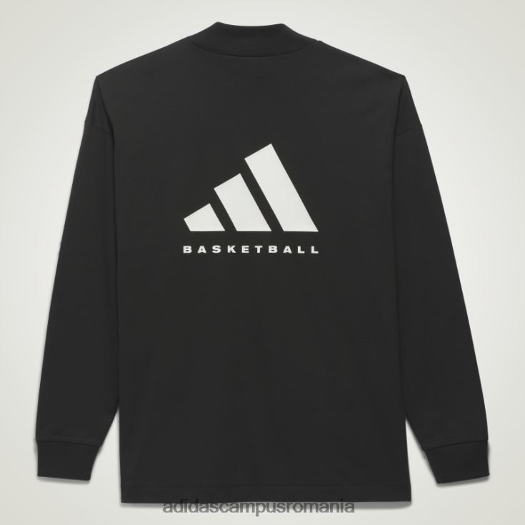 adidas campus romania tricou cu mânecă lungă de baschet la modă neagră unisex negru J266N2773