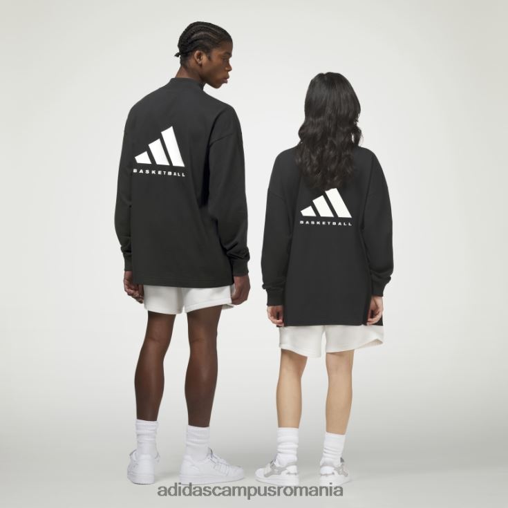 adidas campus romania tricou negru cu mânecă lungă de baschet fierbinte unisex negru J266N24979