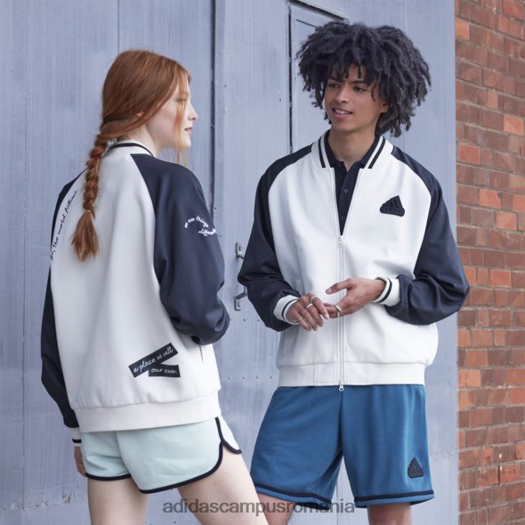 adidas campus romania jachetă bomber cu imprimeu alb (neutru de gen) unisex alb negru J266N26965