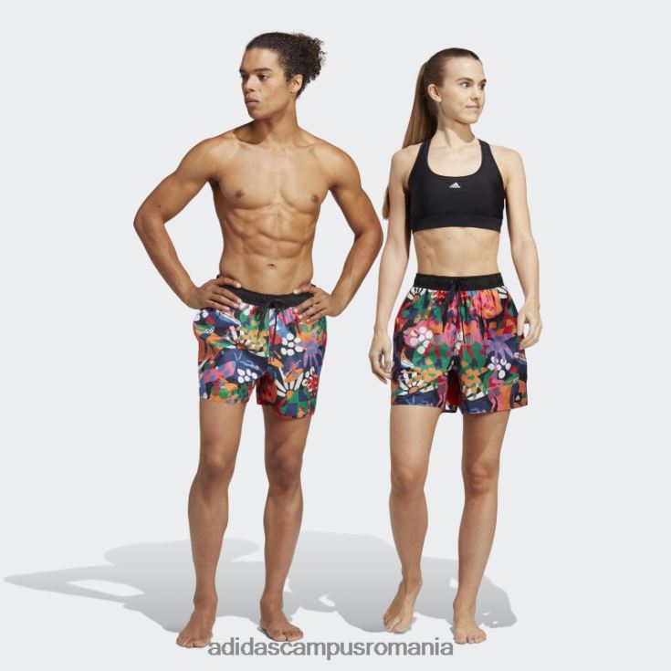 adidas campus romania pantaloni scurți de baie negri x farm (neutru de gen) fierbinți unisex cerneală neagră/stacojie/unitate J266N213230