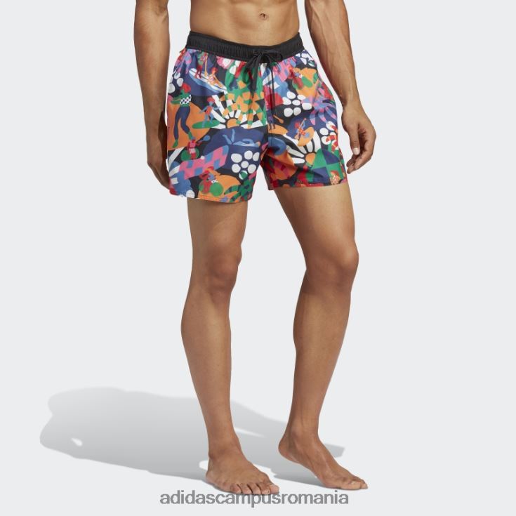 adidas campus romania pantaloni scurți de baie negri x farm (neutru de gen) fierbinți unisex cerneală neagră/stacojie/unitate J266N213230