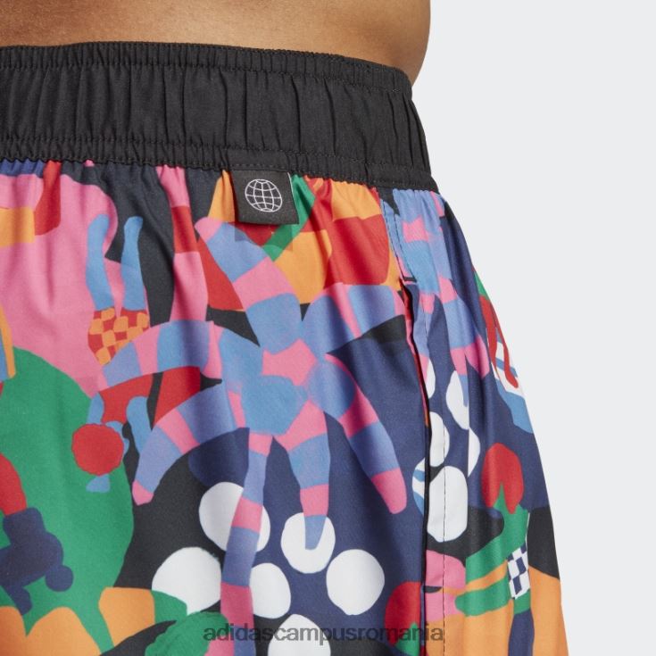 adidas campus romania pantaloni scurți de baie negri x farm (neutru de gen) fierbinți unisex cerneală neagră/stacojie/unitate J266N213230