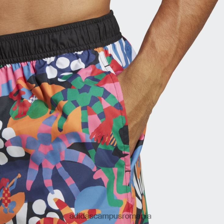 adidas campus romania pantaloni scurți de baie negri x farm (neutru de gen) fierbinți unisex cerneală neagră/stacojie/unitate J266N213230