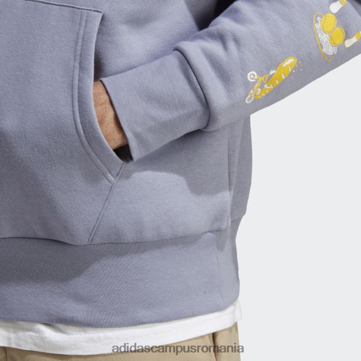 adidas campus romania hanoraș cu glugă cu grafic violet argintiu adidas unisex violet argintiu J266N213911