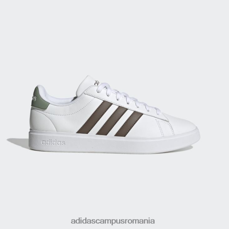 adidas campus romania grand court cloudfoam pantofi confort pământ unisex alb/verde pământ/argintiu J266N212263