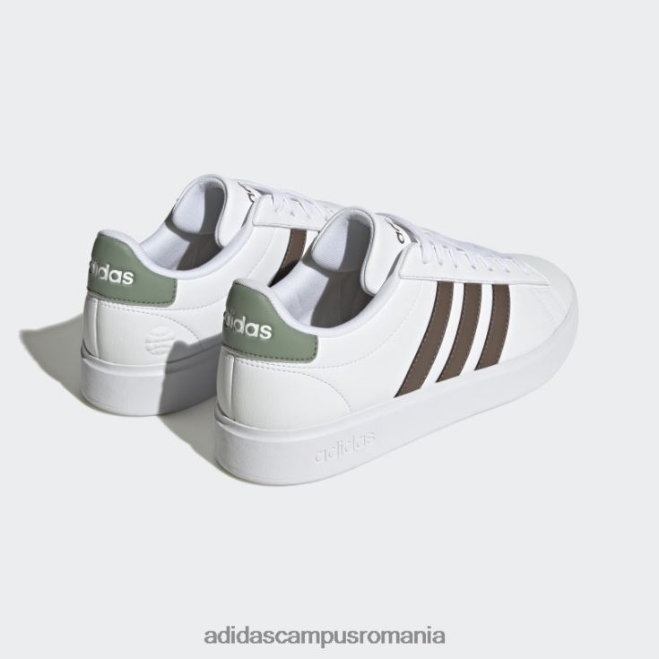adidas campus romania grand court cloudfoam pantofi confort pământ unisex alb/verde pământ/argintiu J266N212263