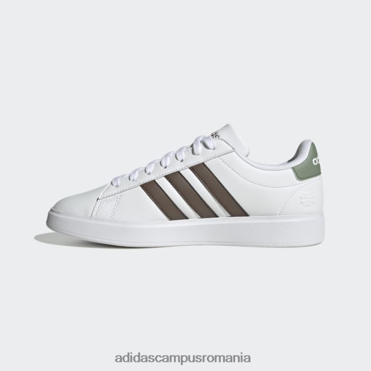 adidas campus romania grand court cloudfoam pantofi confort pământ unisex alb/verde pământ/argintiu J266N212263
