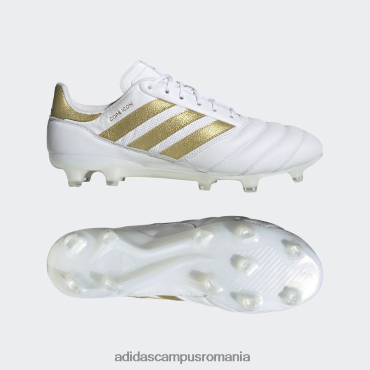 adidas campus romania copa icon ghete de fotbal pentru teren ferm alb unisex alb/auriu metalic J266N21351