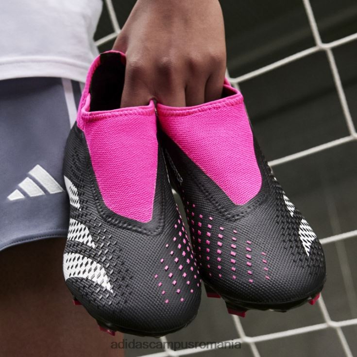 adidas campus romania negru predator precizie.3 crampoane de teren ferm fără șireturi adidas unisex negru/alb/roz J266N23981
