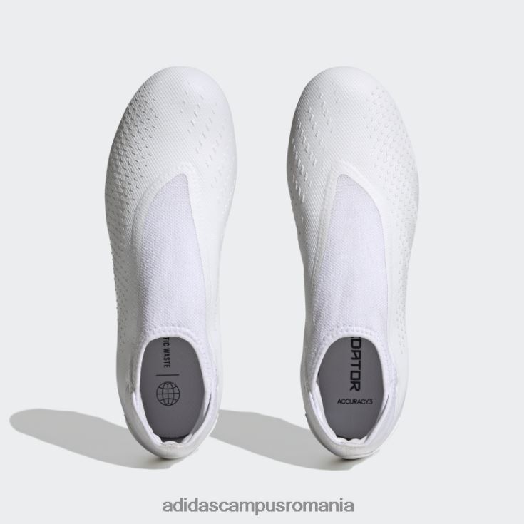adidas campus romania precizie prădător.3 cizme fără șireturi pentru teren ferm alb unisex alb negru J266N212212
