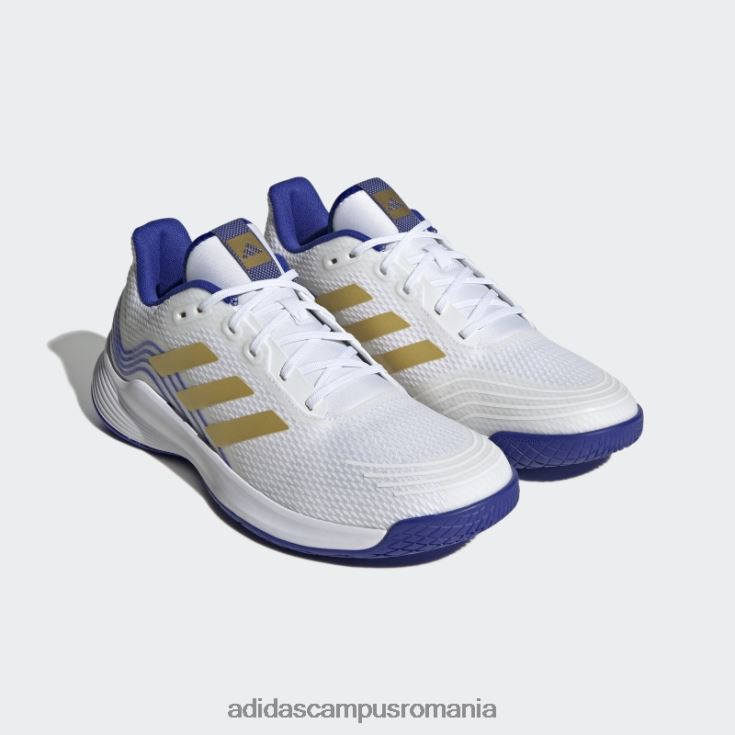 adidas campus romania pantofi de volei novaflight albi unisex alb/aur mat/albastru J266N213045